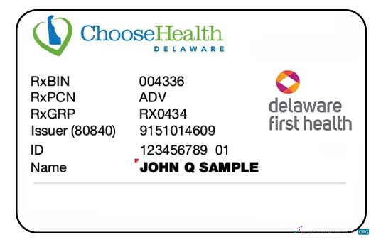Download Delaware health insurance card Photoshop template